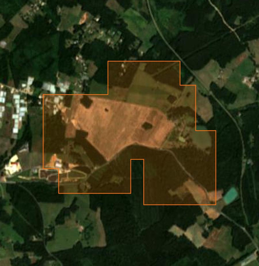 Umriss der Brandfläche bei La Douze, gezeichnet auf Satellitenbilder