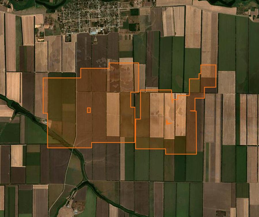 Umriss der Brandfläche bei Кугоейское сельское поселение (RU), gezeichnet auf Satellitenbilder
