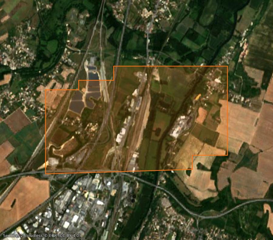 Contour de la zone brûlée de Migné-Auxances, tracé sur l'imagerie satellite