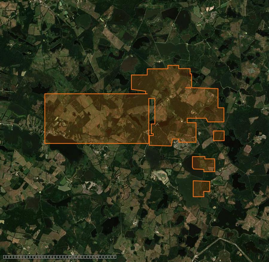 Outline of the burned area near Saint-Michel-en-Brenne, drawn over satellite imagery