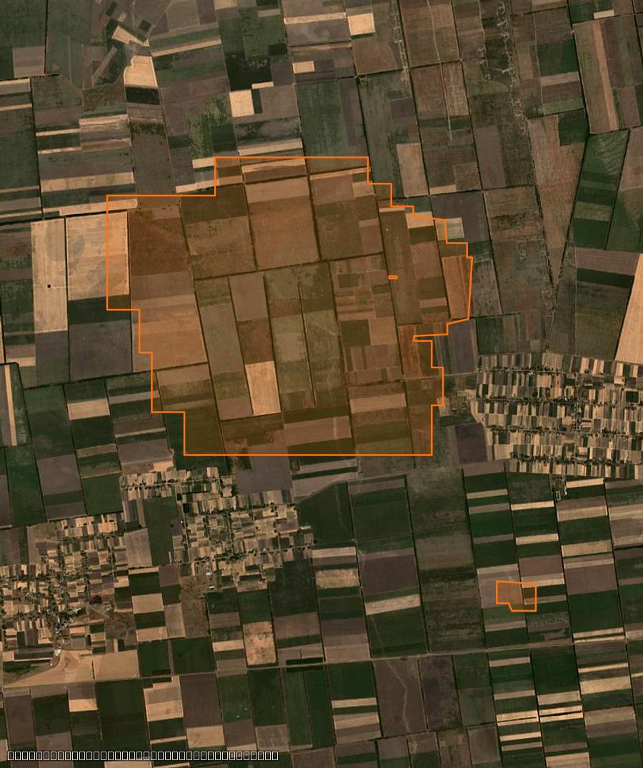 Contour de la zone brûlée de Михайлівська селищна громада (UA), tracé sur l'imagerie satellite