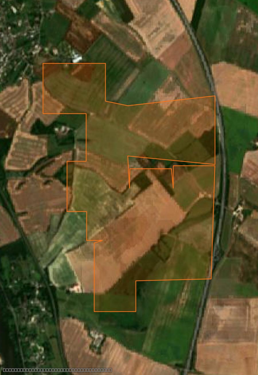 Umriss der Brandfläche bei La Marche, gezeichnet auf Satellitenbilder