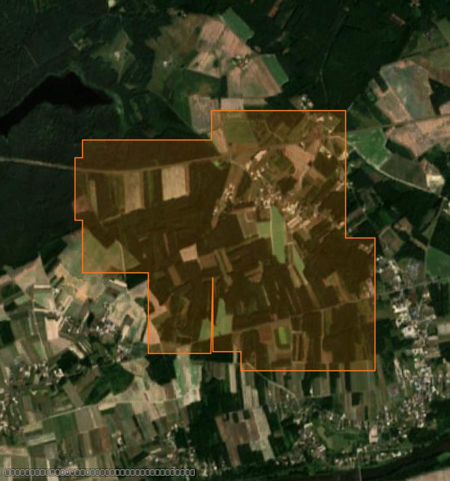 Umriss der Brandfläche bei Châtillon-sur-Cher, gezeichnet auf Satellitenbilder