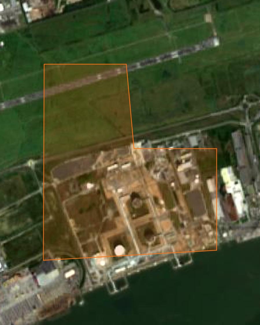 Umriss der Brandfläche bei Donges, gezeichnet auf Satellitenbilder