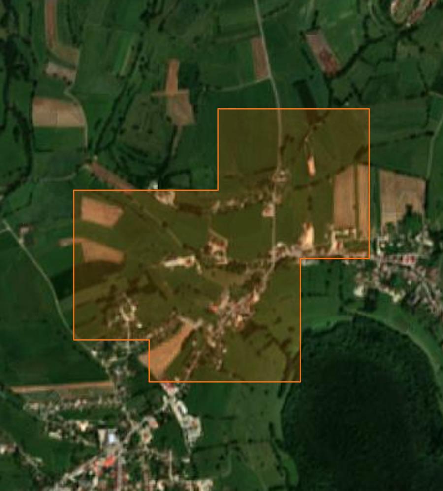 Umriss der Brandfläche bei Sancey, gezeichnet auf Satellitenbilder