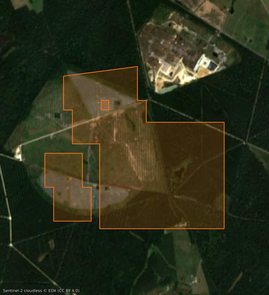 Contour de la zone brûlée de Sonzay, tracé sur l'imagerie satellite