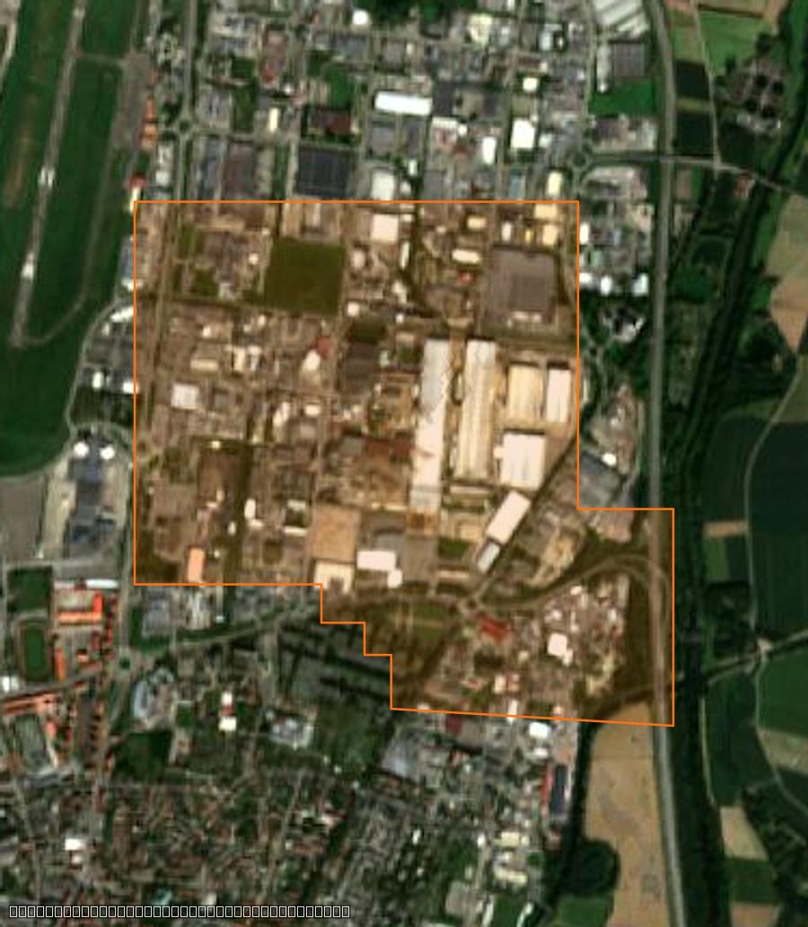 Umriss der Brandfläche bei Colmar, gezeichnet auf Satellitenbilder