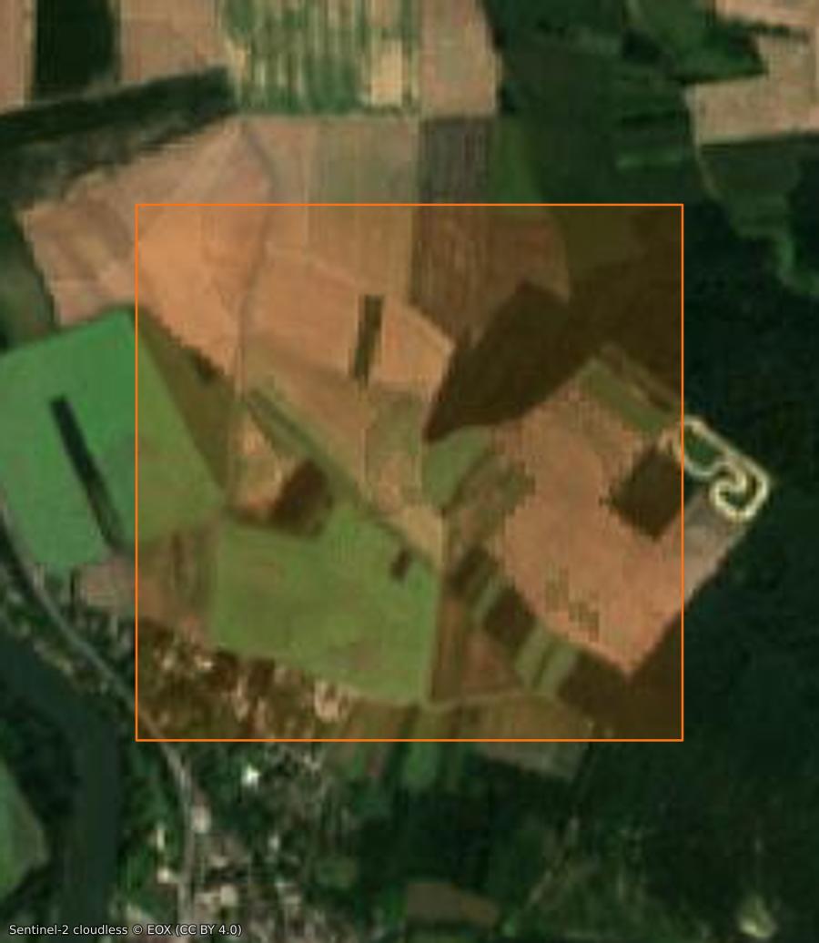 Umriss der Brandfläche bei Malay-le-Grand, gezeichnet auf Satellitenbilder