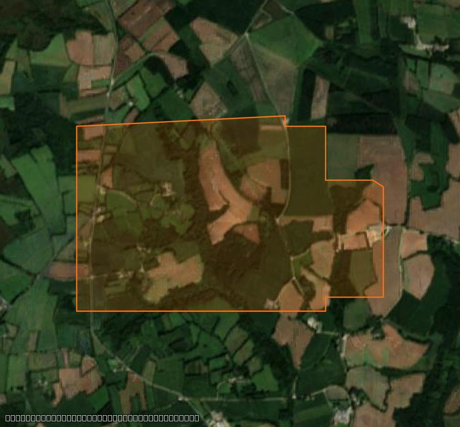 Outline of the burned area near Scrignac, drawn over satellite imagery