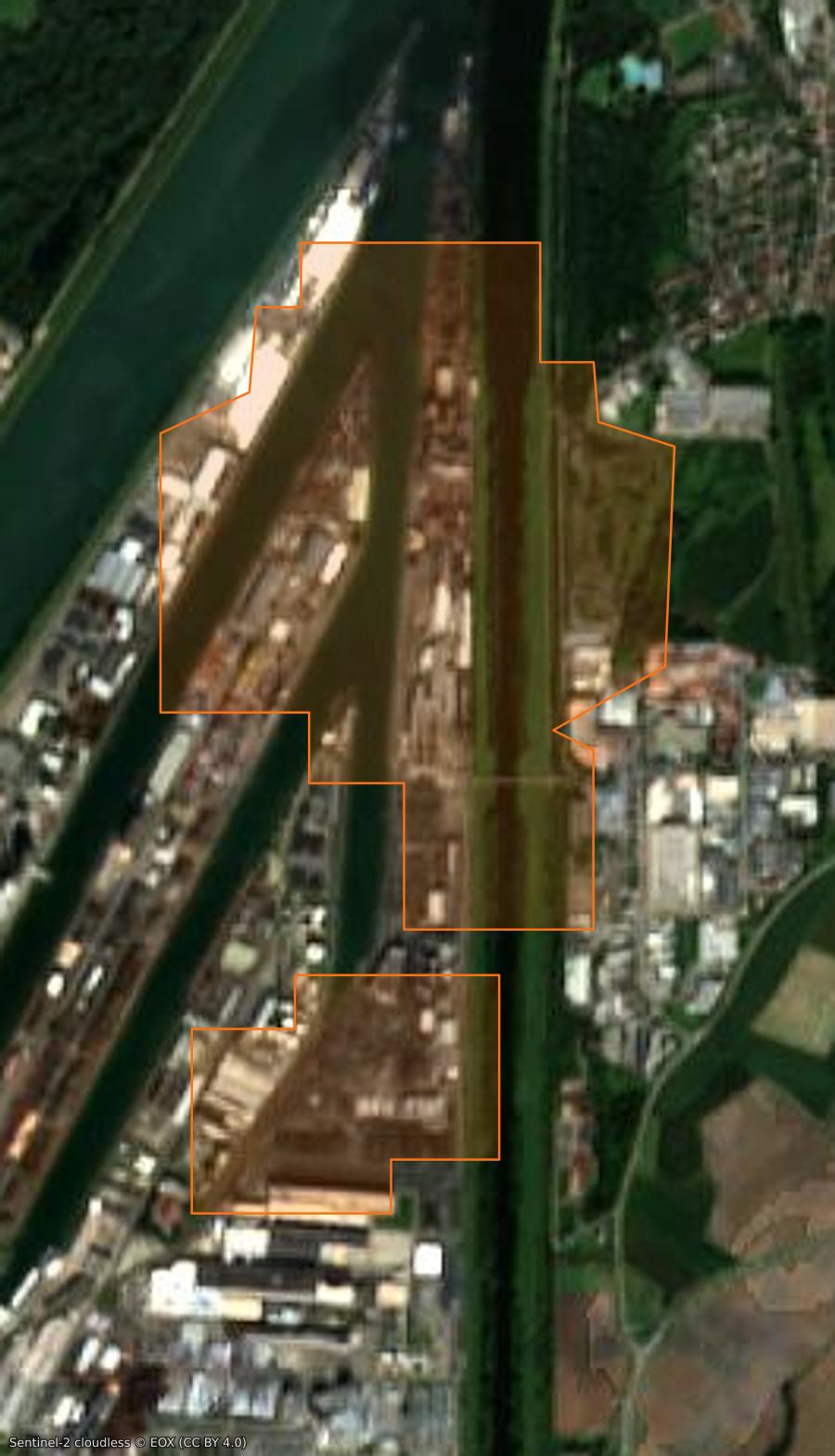 Contour de la zone brûlée de Kehl (DE), tracé sur l'imagerie satellite