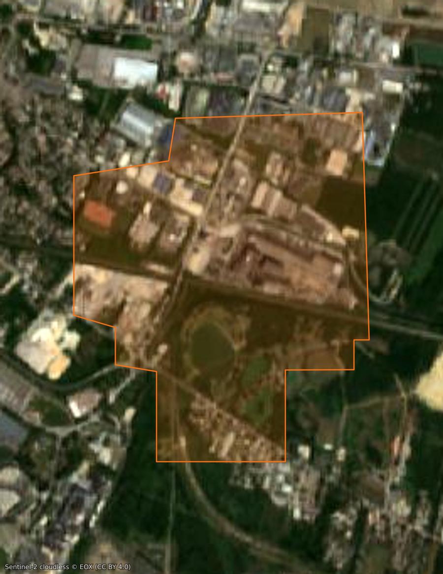 Contour de la zone brûlée de Porcheville, tracé sur l'imagerie satellite
