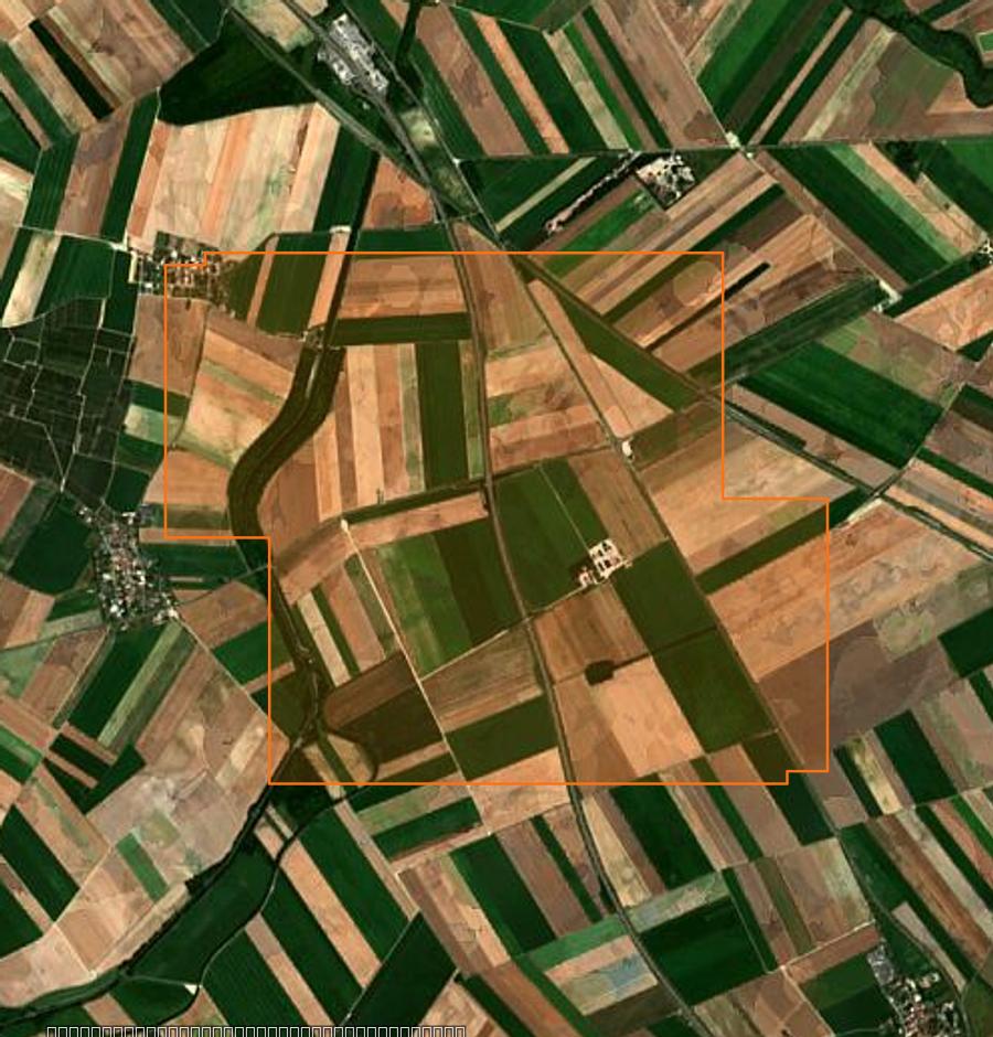 Outline of the burned area near Vaudemange, drawn over satellite imagery