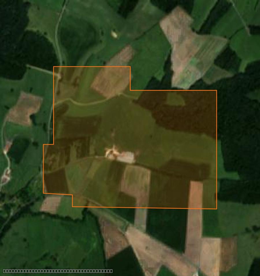 Outline of the burned area near Grandpré, drawn over satellite imagery