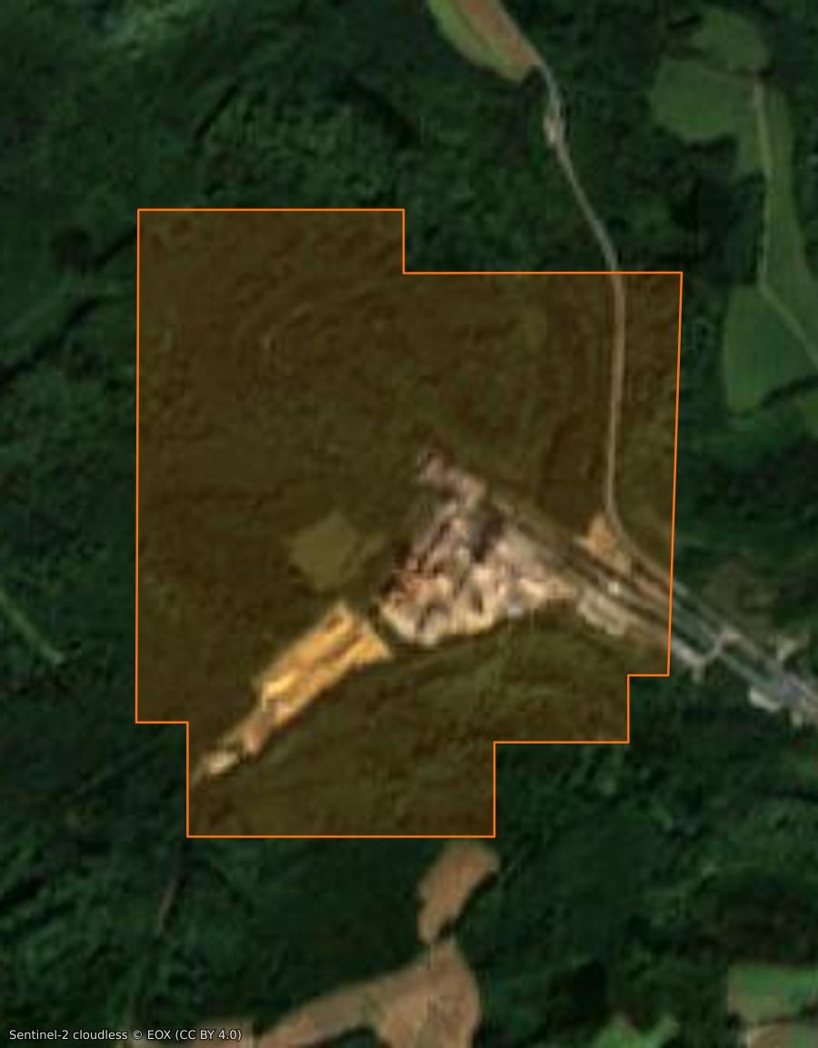 Umriss der Brandfläche bei Esch-sur-Alzette (LU), gezeichnet auf Satellitenbilder