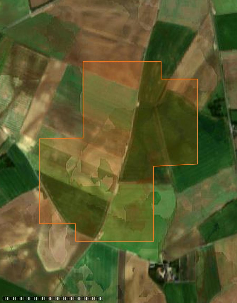 Umriss der Brandfläche bei Audigny, gezeichnet auf Satellitenbilder